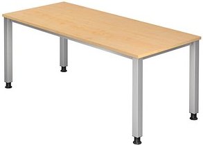 HAMMERBACHER Akandia höhenverstellbarer Schreibtisch ahorn rechteckig, 4-Fuß-Gestell silber 180,0 x 80,0 cm