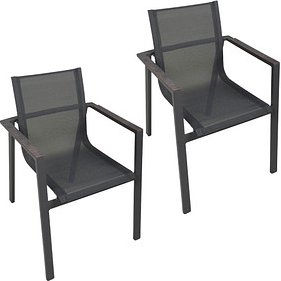 Thumbnail - Garden Pleasure Gartenstühle mit Armlehnen SOPHIA dunkelgrau, Metall, 2 St.