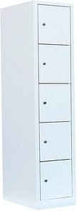 LÜLLMANN Schließfachschrank signalweiß 523517, 5 Schließfächer 41,5 x 50,0 x 180,0 cm
