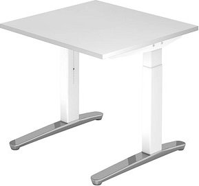HAMMERBACHER VXB08 höhenverstellbarer Schreibtisch weiß quadratisch, C-Fuß-Gestell weiß 80,0 x 80,0 cm