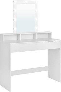 VASAGLE Schminktisch rechteckig Melamin, Spanplatte weiß 100,0 cm 40,0 cm, 1 St.