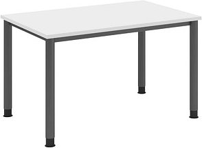 HAMMERBACHER HS12 höhenverstellbarer Schreibtisch weiß rechteckig, 4-Fuß-Gestell grau 120,0 x 80,0 cm