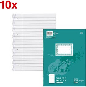 Ursus Collegeblöcke liniert DIN A4 Innenrand, 10 Blöcke