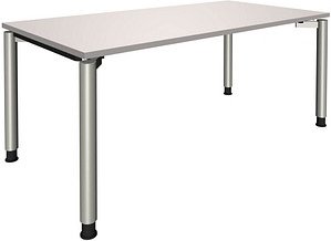 fm fastline höhenverstellbarer Schreibtisch lichtgrau rechteckig, 4-Fuß-Gestell silber 160,0 x 80,0 cm