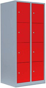 LÜLLMANN Schließfachschrank feuerrot, lichtgrau 523424, 8 Schließfächer 80,0 x 50,0 x 180,0 cm