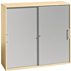 Thumbnail - HAMMERBACHER Schiebetürenschrank, V1753S/3/S/RE ahorn, silber 2 Fachböden 120,0 x 40,0 x 110,0 cm