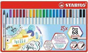 STABILO Pen 68 brush Brush-Pens farbsortiert, 25 St.