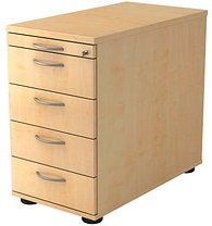 HAMMERBACHER Solid SC50 Standcontainer ahorn 5 Auszüge Metall-Bügelgriff chrom 42,8 x 80,0 x 72,0 - 76,0 cm