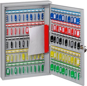 phoenix KC0603K Schlüsselkasten lichtgrau mit 100 Haken, Zylinderschloss, 38,0 x 8,0 x 55,0 cm, 1 St.