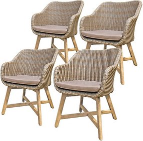 Garden Pleasure Gartenstühle mit Armlehnen OAKLAND braun, Holz, 4 St.