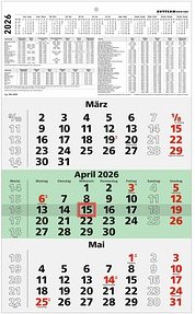 ZETTLER KALENDER 3-Monats-Wandkalender 2026