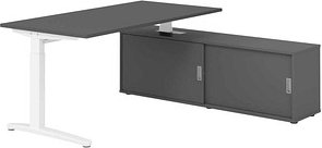 HAMMERBACHER XBE16SB höhenverstellbarer Schreibtisch grafit rechteckig, C-Fuß-Gestell weiß 160,0 x 80,0 cm