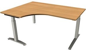 fm Sidney höhenverstellbarer Schreibtisch buche Bogenform, C-Fuß-Gestell Quadratrohr silber 160,0 x 80,0 cm