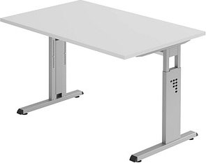HAMMERBACHER OS 12 höhenverstellbarer Schreibtisch lichtgrau rechteckig, C-Fuß-Gestell silber 120,0 x 80,0 cm