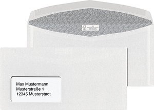 ÖKI Kuvertierhüllen DIN lang+ mit Fenster weiß nassklebend 1.000 St.