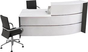 Thumbnail - Kerkmann Empfangstheke BARI gebogen, weiß, anthrazit 231,0 x 122,5 x 112,0 cm