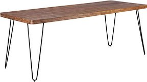 WOHNLING Esstisch sheesham rechteckig, Haarnadelbeine schwarz, 200,0 x 80,0 x 76,0 cm