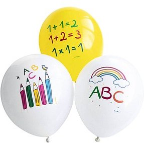 amscan® Luftballons Schulstart ABC bunt, 6 St.