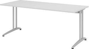 Thumbnail - HAMMERBACHER Altus Schreibtisch lichtgrau rechteckig, C-Fuß-Gestell silber 180,0 x 80,0 cm