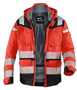 Thumbnail - KÜBLER® unisex Warnjacke Winter REFLECTIQ rot, schwarz Größe 4XL