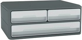 cep Schubladenbox MoovUp lichtgrau 1090216361, DIN A4 quer mit 3 Schubladen