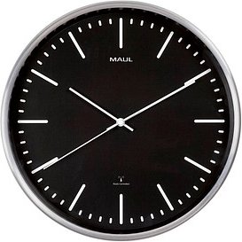 MAUL Funkwanduhr MAULfly schwarz silber Aluminium, Ø 30,5 cm