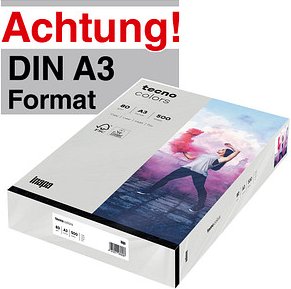 tecno Kopierpapier colors grau DIN A3 80 g/qm 500 Blatt