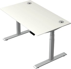 Kerkmann Move 2 Plus elektrisch höhenverstellbarer Schreibtisch weiß rechteckig, T-Fuß-Gestell silber 140,0 x 80,0 cm