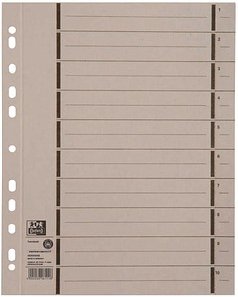 OXFORD Trennblätter DIN A4 1-10 grau, 250 g/qm, 100 St.