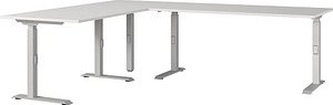 GERMANIA Agenda Office Schreibtisch lichtgrau L-Form, C-Fuß-Gestell silber 220,0 x 240,0 cm