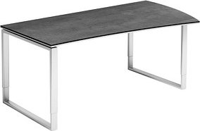 röhr Imperia höhenverstellbarer Schreibtisch quarzit Trapezform, Kufen-Gestell silber 180,0 x 80,0/100,0 cm