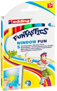 edding FUNTASTICS WINDOW FUN Kreidemarker farbsortiert 2,0 - 6,0 mm, 5 St.