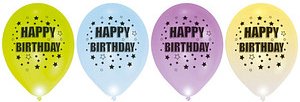 amscan® Luftballons LED Happy Birthday bunt, 4 St.