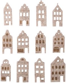 Rayher Filz-Streudeko grau Nordic Häuser, 12 St.