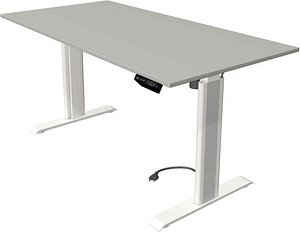 Kerkmann Move 1 advance elektrisch höhenverstellbarer Schreibtisch lichtgrau rechteckig, T-Fuß-Gestell weiß 160,0 x 80,0...