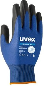 Thumbnail - uvex unisex Arbeitshandschuhe phynomic WET blau Größe 8, 1 Paar