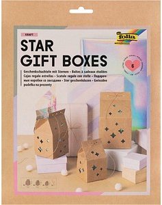 folia Geschenktüten STAR GIFT BOXES braun 75,0 / 85,0 / 110,0 x 130,0 / 150,0 / 195,0 mm, 6 St.