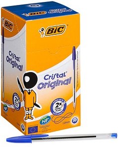 BIC Kugelschreiber Cristal transparent, Schreibfarbe: blau, 50 St.