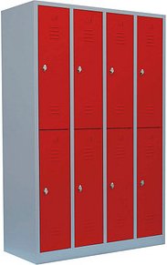 LÜLLMANN Spind feuerrot, lichtgrau 520244, 8 Schließfächer 117,0 x 50,0 x 180,0 cm
