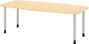 HAMMERBACHER Konferenztisch KT22C ahorn Tonnenform, Rundrohr silber, 220,0 x 83,0 - 103,0 x 72,0 - 74,0 cm