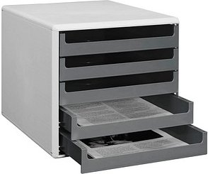 M&M Schubladenbox dunkelgrau 30050910, DIN A4 mit 5 Schubladen