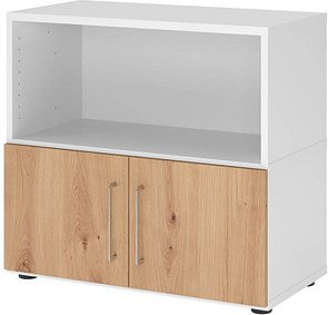 Thumbnail - HAMMERBACHER Regalschrank FlexWall, VFW28T1KG/W/R/BS weiß, asteiche 80,0 x 40,0 x 74,6 cm