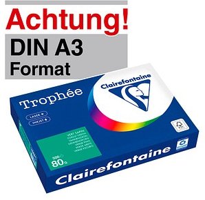 Clairefontaine Kopierpapier Trophée tannengrün DIN A3 80 g/qm 500 Blatt