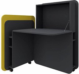 Thumbnail - fm FLATup Sekretär graphit/ gelb rechteckig, schwarz 107,0 x 41,5 - 91,0 cm