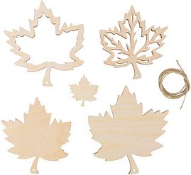 Thumbnail - Rayher Holzanhänger natur Blatt, 5 St.
