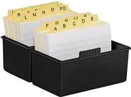 HAN A7 Karteikasten DIN A7 für 300 Karteikarten schwarz mit Deckel