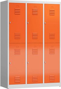 ClassiX Spind feuerrot, lichtgrau X-523234, 6 Schließfächer 118,5 x 50,0 x 180,0 cm