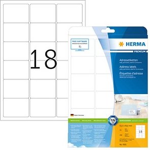 Thumbnail - 450 HERMA Adressetiketten 4501 weiß 63,5 x 46,6 mm