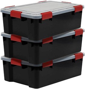 3 IRIS Ohyama AT-LS BkR/C/D.Red Aufbewahrungsboxen 3x 30,0 l schwarz, transparent, rot 29,0 x 39,0 x 19,1 cm