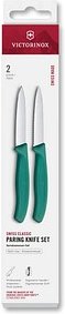 VICTORINOX Küchenmesser Swiss Classic silber, grün, Klinge: 8,0 cm, 2 St.